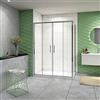 GENERIC 160x80x185 cm Box Doccia Angolare Porta Scorrevole con Parete Fissa Vetro 5 mm Ingresso Centrale Temperato Trasparente Profilo Cromato Lucido