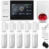 HUXGO® HXA007 Antifurto casa wireless WiFi + GSM con radio Sirena | Kit allarme casa senza fili: 5x rilevatori di movimento, 5x sensori di allarme per finestre/porte | Per Casa, Appartamento