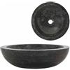 vidaXL Lavandino con Foro di Scarico Rotondo Classico Elegante Lavello Lavabo Arredo Bagno Sanitari 40x12 cm in Marmo Nero Naturale