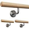 TIBU Corrimano in legno d'acero Ø 35 mm per ringhiera lunghezza 200 cm + 3 supporti e estremità raggio fresato