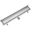 VOGI Canalina per doccia con montaggio a parete, in acciaio inox, set completo (scarico a parete) con griglia Duo, in acciaio inox (copertura piastrellabile), con sifone con tappo antiodore, lunghezza