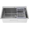 HarBin-Star Lavello da incasso, in acciaio inox, 1 vasca, 68 x 45 cm, in acciaio inox, per sottolavelli da 68 cm, con cestello pieghevole, troppopieno e scarico rapido