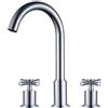 BiaoTeng Rubinetto Lavabo 3 Fori argento Rotazione 360° Doppio Manico Ottone Rubinetto A Tre Fori Per Lavandino Bagno Miscelatore Lavabo Bagno Tre Fori, A