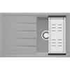 PRIMAGRAN Lavello da Cucina Grigio 78x50cm, Lavandino in Granito a 1 vasca + Sifone Classico, Lavabo da Cucina Incasso al Mobile 45cm - Milano S111
