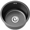 TYLAOXIAO Lavello Cucina 1 Vasca Piccolo Lavandino Cucina Nero Lavelli da Cucina Acciaio Inox Lavabo Rotondo con Set Di Drenaggio,Installazione Appoggio o Sottopiano (Ø 34cm)