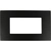 puntoluceled Placca in tecnopolimero effetto Metallo Satinato compatibile con BTicino Axolute Dynamic - 3/4/6 moduli - cornice copri interruttori da incasso - per cassette 503/504/506/507 (Nero 4 moduli)