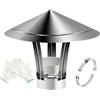 Generico 50~300 Mm Cappello Camino, Tappo Di Sfiato Del Tetto In Acciaio Inox 201 Con Guanti, Copertura Per Tubo Della Stufa Per Scarico Fumi, Cappa Da Pioggia(60 mm-2.36 in)