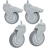 ERVDKXCOI Ruote pesanti, 4 x Colla artificiale TPR Girevole con attacco for gambo filettato M12 e freni Ruote universali, 3 pollici 75 mm, silenziose for mobili Ospedale Ufficio Ponteggi Culla Resistente 240 kg