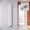 ELEGANT - Radiatore verticale di design, colore: bianco, 1600 x 236 mm, con termostato multiblocco, cromato, a doppio strato, collegamento centrale, scaldasalviette