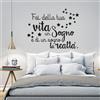 wall art 01253 Adesivo murale Wall Art Fai della tua vita un sogno - Misure 100x77 cm - Nero - Decorazione parete, adesivi per muro, carta da parati