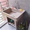 Leaceuv Lavello da Esterno Autoportante,Lavabo da Esterno in Plastica,Mobile Lavandino Lavanderia,Portatile Lavelli di Utilità con Rubinetto e Tubo Flessibile,per Cucina,Campeggio,Giardino(Marble color,80x58x