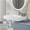 Inbagno Lavabo sospeso 100 cm in resina bianco lucido, foro per troppo pieno e miscelator, profondità interna 12 cm, LODI