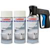 ARLI Set di 3 x vernice spray per radiatori bianco lucido 400 ml RAL 9010 + 1 x pistola a spruzzo per bombolette spray, set per radiatori, tubi dell'acqua calda