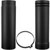 LANZZAS Tubo telescopico per stufa, 570 mm fino a 950 mm, diametro Ø 150 mm, colore: nero, tubo scorrevole regolabile, con anelli di tenuta e fascetta