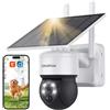 SHIWOJIA 2K 3MP Camera di Sorveglianza WiFi Esterna Senza Fili Solare, Fotocamera Tuya Smart Solare, 360° PTZ, Visione Notturna Colore, Audio Bidirezionale, PIR Sirena, IP65