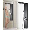 YRHome Set Pannelli Doccia a Pioggia, in Acciaio Inox, con Doccetta e Doccetta, Colore Nero Opaco