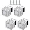 TOP-MAX 4 pomelli per mobili in cristallo, con strass, con viti, maniglie per mobili, maniglie per armadi, cassetti (argento, quadrato)