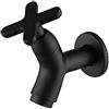 ZPSPZ Rubinetto a Parete Acqua Fredda, Monoforo, Montaggio a Parete, Nero, Ottone, A croce, Bagno, Outdoor