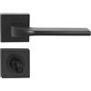 domino Maniglia per porta WC - Set da bagno con rosetta quadrata per porta del bagno, set di rosette - Maniglia per porta in alluminio e bronzo Tipo-QR nero