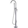 SJQKA Freestanding Rubinetti Per Vasca Cromo, Montaggio A Pavimento Miscelatore Rubinetto Per Vasca Rubinetto Per Vasca Da Bagno Indipendente, Girevole A 360°, Con Doccetta Per Vasca (Cromo-B)