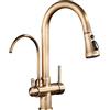 MESKEL Rubinetti da cucina, Rubinetto for filtro dell'acqua a rotazione 360 estraibile da cucina in ottone anticato, Miscelatore for lavello da cucina 3 in 1 Miscelatore for acqua di purificazione Rubinett