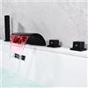 KumuJ Rubinetto per vasca da bagno a LED a cascata in 3 colori, set doccia a cascata con rubinetto doccia a 5 fori, set per bordo della vasca da bagno, set doccia nero