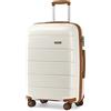 KONO Trolley Bagaglio a Mano Rigida Premium Polipropilene Valigia con TSA Lucchetto e 4 Ruote Girevoli (Bianco Panna, S (55cm - 38L))