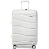 KONO Valigia Grande Trolley Rigida 76cm Leggero PP Valigie con TSA Lucchetto e 4 Ruote (28pollici, Bianco)