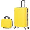 CELIMS - Set Valigie | Valigia Media 20 kg Rigida + Beauty Case da Viaggio 35cm | Valigia da Stiva 65cm Donna | Trolley Medio 65cm con 4 Ruote | Valigie Media 64cm + Vanity | Giallo
