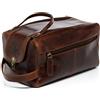 SID & VAIN® borsa toiletry vera pelle vintage BRISTOL grande XL borsetta necessaire Toilette pochette beauty case da Viaggio uomo donna marrone prodotto artigianale