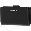 Coccinelle Pelle portafoglio Metallic Soft Mini Wallet Grained Leather Noir nero