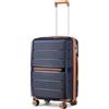 British Traveller Valigia Media 66cm PP Leggera TSA Lucchetto 4 Ruote Blu | Perfetta Per Vacanze E Trasferte, Offre Spazio Organizzato Per Abiti Scarpe E Oggetti Personali Durante Il Viaggio