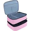 Amagogo Custodia per smalto per unghie Porta smalto per unghie con scomparto con manico Set per nail art Organizer Borsa cosmetica per strumenti per manicure, ROSA