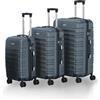 Juskys Set valigie rigide 3 pezzi - ABS - con ruote girevoli, lucchetto a codice e manico telescopico - trolley da viaggio - colore antracite
