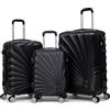 R.Leone Valigia da 1 pezzo Fino a Set 4 Trolley Rigido grande, medio, bagaglio a mano adatto Ryanair 55x40x20cm e beauty case 8 ruote in ABS 2092 (Nero, Set 3 S M L)
