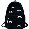Cazqgoy Zaino scolastico, zaino per scuola con fiocchi, zaino per studenti, zaino in velluto a coste, zaini casual, Nero , 31 x 41 x 12 cm