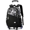 FANDARE 2-in-1 Zaino Trolley Scuola Sganciabile Nero Cartelle Zaini Elementare e Media da 35 Litri con 6 Ruote Doppio Uso Zaino con Carrello Fisso Zaini da Viaggio per Ragazza Ragazzo Adolescente