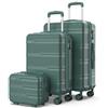 NUMADA - Set Valigie Rigide 3pezzi Upfly T10 ABS. Trolley Bagaglio a Mano 55x40x20, Valigia Media 66x44x26 e Beauty Case da Viaggio. Resistente e Sicuro | Verde