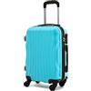 R.Leone Valigia Trolley Bagaglio a mano Rigido Ultraleggero in ABS 4 Ruote Autonome (Celeste, 3037 Valigia 55x38x23 cm)