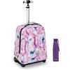 Invicta Trolley Scuola Benin Fantasy, Rosa e Viola, 2 in 1, Con Spallacci Uso Zaino, Tasca porta Borraccia e Porta Laptop, Scuola & Viaggio, Ragazzi Borraccia, Viola, Bor