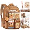 Bpoeee Capybara Backpack for School - Cute Kawaii Cartoon Backpack for Girls & Boys, Waterproof Capybara Bookbag with Lunch Box