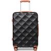 British Traveller Valigia Rigida Grande 74,5CM Trolley Grande con Rotelle,Nero/Marrone