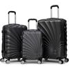 R.Leone Valigia da 1 pezzo Fino a Set 4 Trolley Rigido grande, medio, bagaglio a mano adatto Ryanair 55x40x20cm e beauty case 8 ruote in ABS 2092 (Grigio, Set 3 S M L)