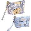 Qikuver Borsa Cosmetica in Tela, Qikuver 2 Pezzi Borsa Cosmetica, Custodia per Trucco Stampata, Borsa da Toilette da Viaggio, Borsa da Toilette da Viaggio Multifunzionale con Cerniera, per Chiavi Cosmetici