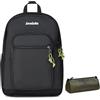 Invicta Zaino Scuola Jelek Plus City, Nero, Doppio Scomparto Con Tasca per PC e Tasca per Borraccia, 34 lt, Scuola Media e Superiore, Zaino Ragazza e Ragazzo + BUSTINA INVICTA LOGO