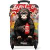 NoBoringSuitcases.com Valigia Bagaglio a Mano 55x40x20 cm, Trolley da 10 kg (Scimpanzé Graffiti - Rosso)