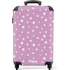 NoBoringSuitcases.com® Cartucce, Valigia rigida con rotelle, trolley, bagaglio a mano, 4 ruote, lucchetto TSA (Stelle bianche su sfondo viola, 55x40x20 cm)