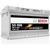 Bosch S5 008 Batteria per Auto 77 A/h - 780 A - 12 V, Batteria al Piombo-Acido, per Veicoli senza Sistema Start/Stop, Polarità: Sinistra (-) Destra (+), 278 x 175 x 190 mm