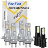 ROADSUN Faro LED ad alta luminosità, 20000LM, 6000K Bianco, Abblaglianti H7, Anabbaglianti H7, Fendinebbia H3, Lampadine alogene a LED per la guida notturna, For Fiat 500 2015-2021