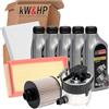 kW&HP KIT TAGLIANDO 4 FILTRI + 5LT OLIO MOTORE ORIGINALE 5W-30 PER FOCUS C-MAX DM2 1.6 TDCI DIESEL (90 CV / 66 KW HHDA, DA ANNO 2005 > 2007)